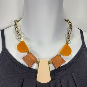 Lovisa Brass Wood Lucite Bib Chunky Necklace